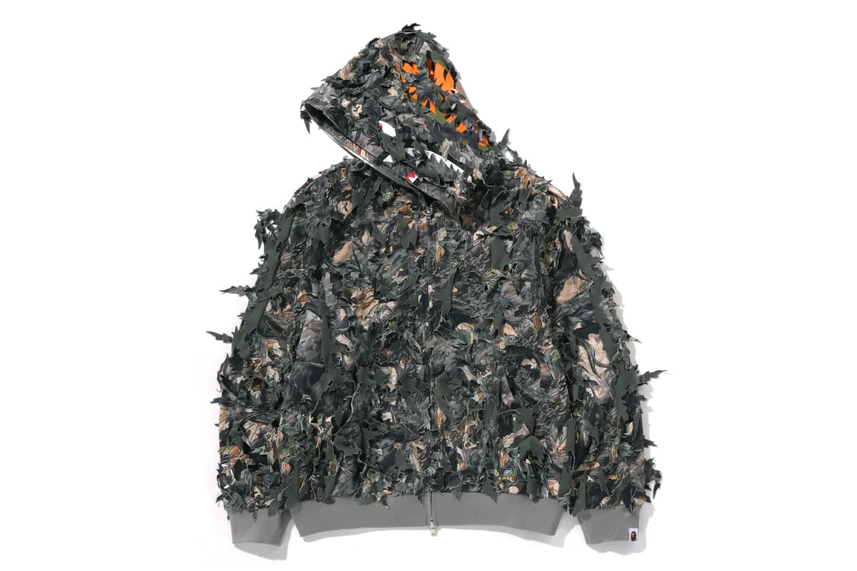 TREE EDGE CAMO LASER CUT CROPPED SHARK FULL ZIP HOODIE MENS