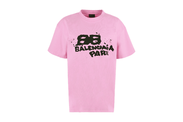 Balenciaga Men's Pink Hand Drawn Bb Icon T-Shirt